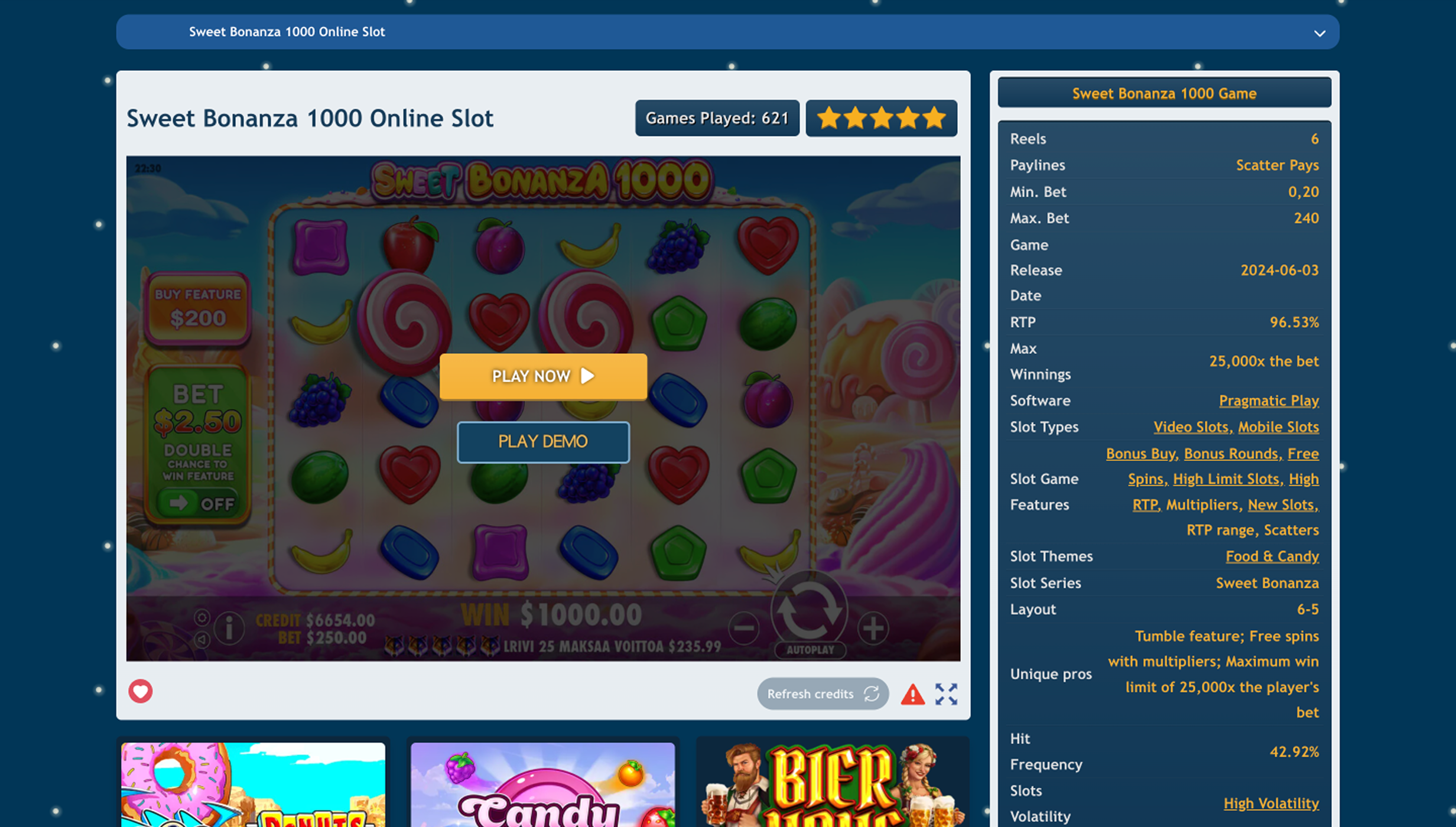 Game Page before