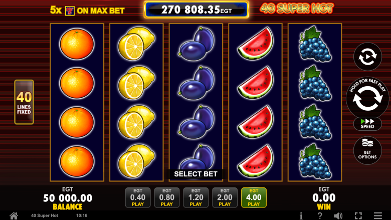40 Super Hot Main Screen