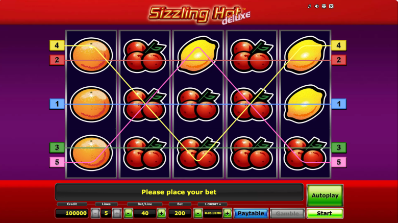 Sizzling Hot Deluxe Main Screen