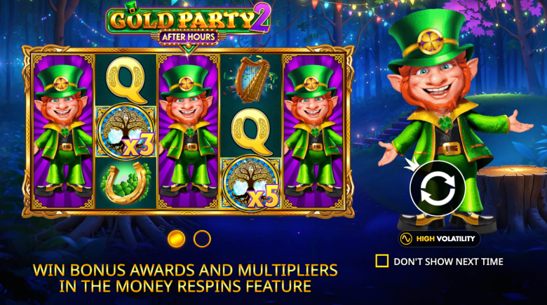 Gold Party 2 After Hours Main Screen
