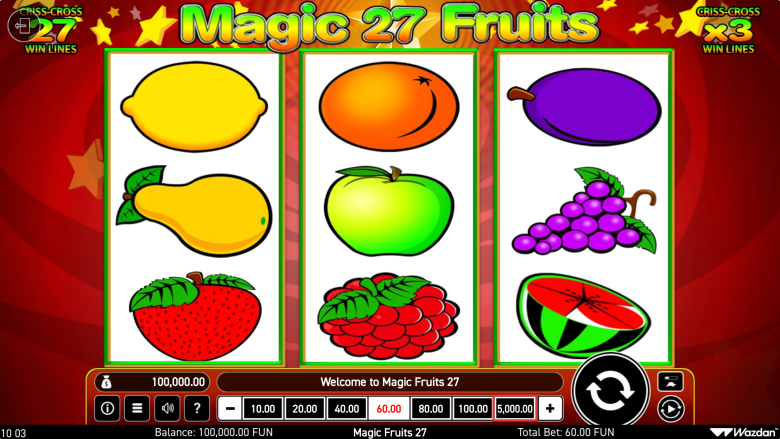 Magic Fruits 27 Main Screen