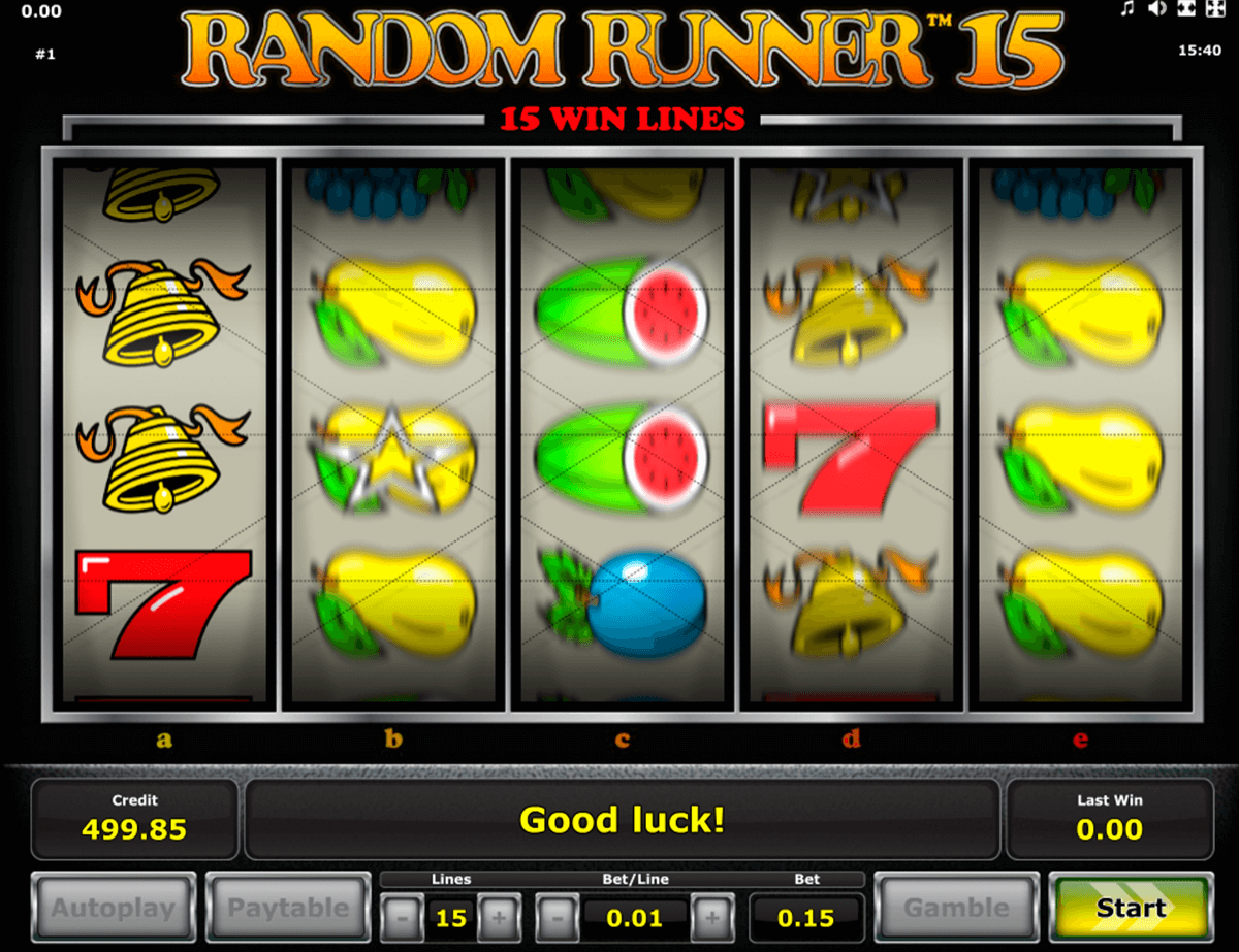 random runner 15 novomatic casino gokkasten 